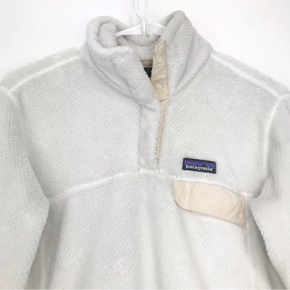 Patagonia RE-TOOL White Cream Quarter Snap Fleece Polartec Performance Pullover - Picture 6 of 16